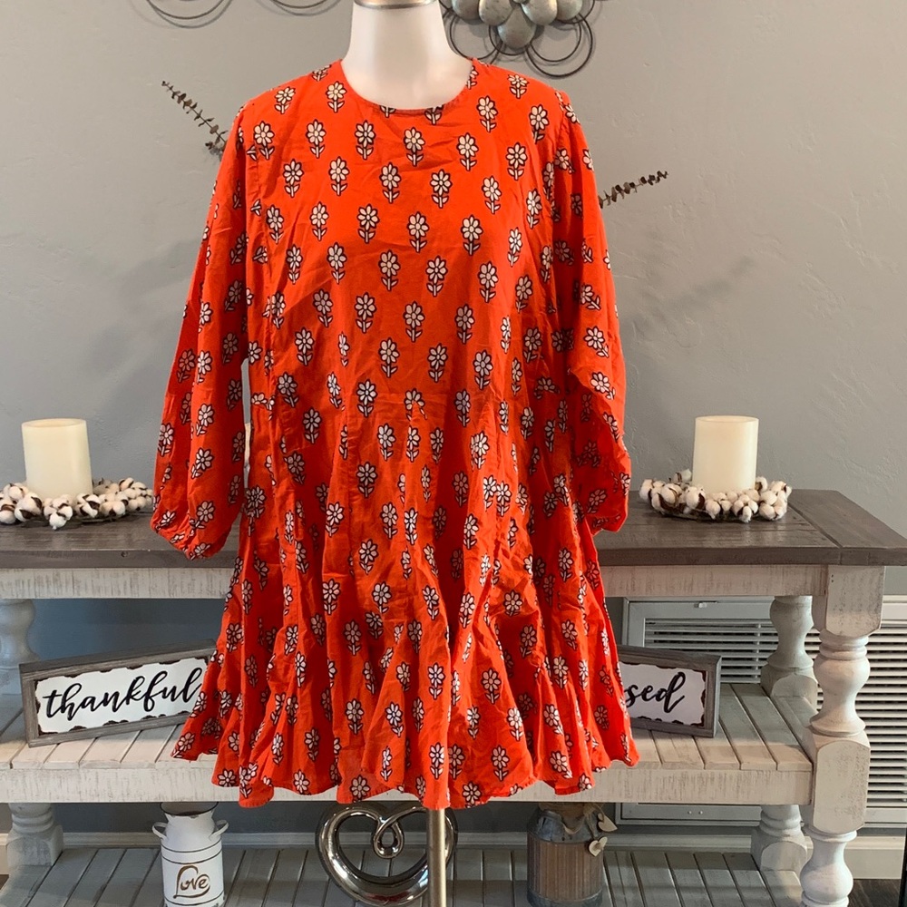 RHODE Red/Orange Floral Mini Dress